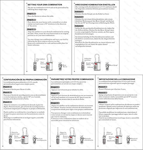 OW-Travel Candado Combinacion Cable Acero Flexible Anti robo. Candado maleta TSA numerico 3 Digitos. Candados mochila y maletas. Candado Taquilla Gimnasio. TSA candado seguridad equipaje Plata 2