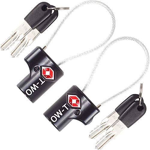 OW-Travel Candado de Cable con Llave TSA, Cable Acero Plastificado. Candado para Taquilla. Candados para mochilas y maletas. Candado Taquilla Gimnasio. TSA Candado Seguridad cable con Llaves Negro 2