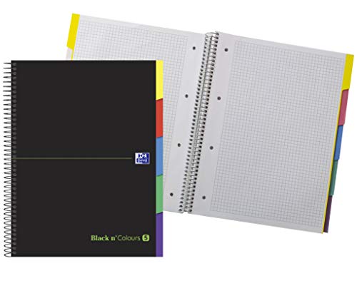Oxford Black N'Colours, Cuaderno Microperforado A4+, Tapa Extradura, 100 Hojas, Cuadrícula 5x5