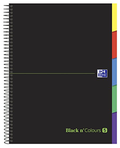 Oxford Black N'Colours, Cuaderno Microperforado A4+, Tapa Extradura, 100 Hojas, Cuadrícula 5x5