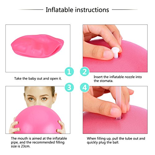 OZUAR Mini Exercise Ball Pilates Ball for Stability Balance Fitness Gym Workout Barre Yoga Core Strength Training Physical Therapy Physical Relaxing Massage with Straw 25cm Pink OZUAR Mini Exercise Ball Pilates Ball for Stability Balance Fitness Gym Workout Barre Yoga Core Strength Training Physical Therapy Physical Relaxing Massage with Straw 25cm Pink