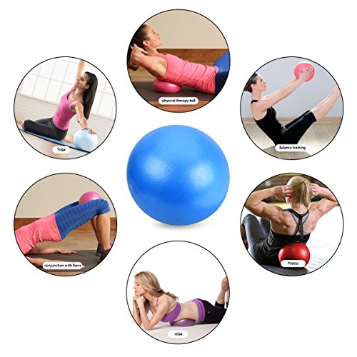 OZUAR Mini Pelota de Ejercicio de 25cm, Profesional Bola de Entrenamiento Antiexplosión y Antideslizante para Gimnasio, Yoga, Masaje y Pilates en Casa Azul