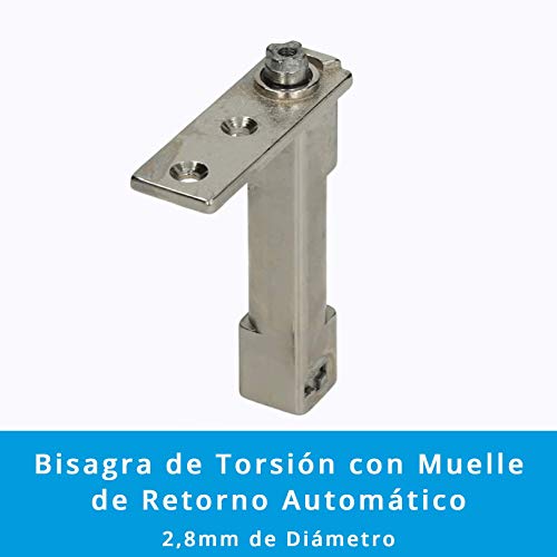 Pack 2 x Bisagras Torsión Muelle Retorno Automático (2,8mm Diámetro) | Soporte Pivot Zamak Niquelado Fijación Estrella | Intercambiable Derecha e Izquierda | de 10º a 25º Puertas 25kg Pack 2 x Bisagras Torsión Muelle Retorno Automático (2,8mm Diámetro) | Soporte Pivot Zamak Niquelado Fijación Estrella | Intercambiable Derecha e Izquierda | de 10º a 25º Puertas 25kg