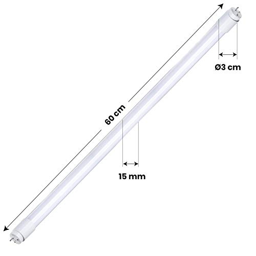 Pack 2x Tubo LED 60 cm, 9w. Color Blanco Frio (6500K). Cebador LED incluido. T8 Standard. 870 Lumenes. A++ Pack 2x Tubo LED 60 cm, 9w. Color Blanco Frio (6500K). Cebador LED incluido. T8 Standard. 870 Lumenes. A++