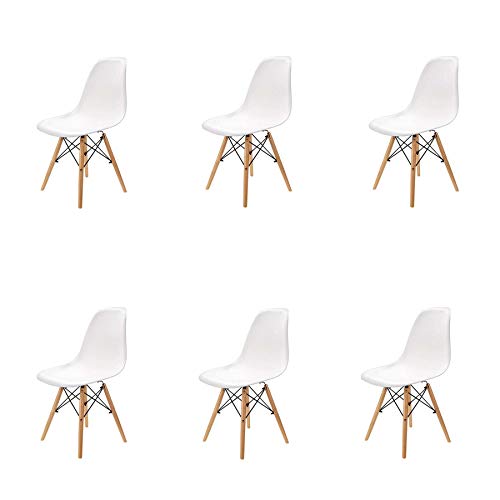 Pack 4/6 sillas, sillas de Comedor Silla de Oficina Silla de salón， Silla diseño nórdico Estilo (White（Blanco-6）)