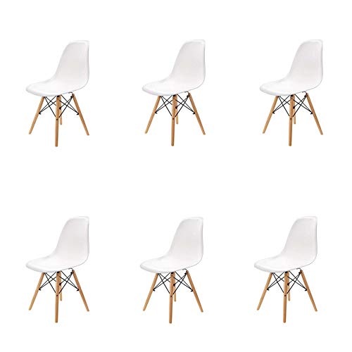 Pack 4/6 sillas, sillas de Comedor Silla de Oficina Silla de salón, Silla diseño nórdico Estilo (White(Blanco-6)) Pack 4/6 sillas, sillas de Comedor Silla de Oficina Silla de salón, Silla diseño nórdico Estilo (White(Blanco-6))