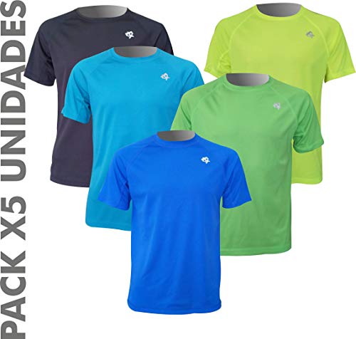 Pack 5 Unidades Camisetas Manga Corta Ekeko Offroad, Camisetas Poliester 100%. Multideportes. Running y Senderismo (M)