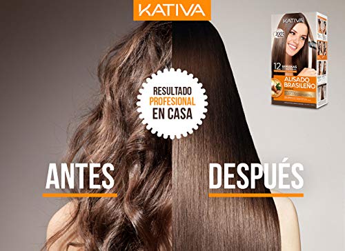 Pack ahorro Kativa Kit Alisado Brasileño con Champú Post Alisado - Tratamiento Alisado Profesional en casa - Hasta 12 Semanas de duración - Alisado Keratina