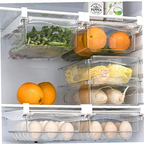 Pack de 3 Refrigerador cajón colgante de huevo bandeja extraíble, Frigorífico Organizador Claro Retangle Caja de almacenamiento del estante del refrigerador titular de huevo vegetales de frutas