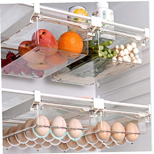 Pack de 3 Refrigerador cajón colgante de huevo bandeja extraíble, Frigorífico Organizador Claro Retangle Caja de almacenamiento del estante del refrigerador titular de huevo vegetales de frutas