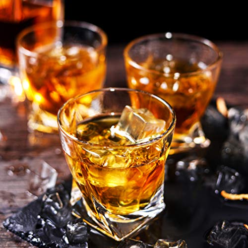 Pack de 4 Vasos de Whisky de Cristal de 270 ml - Diseño Twisted - Vaso de Whiskey - con Caja de Regalo para Regalar