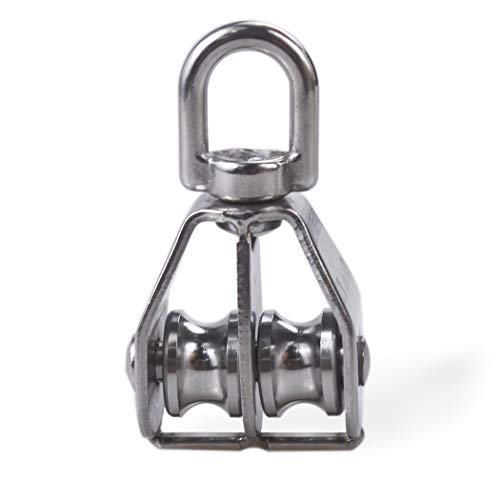 Pack-of-1 M50 Polea doble bloques de la cáscara cuerda de alambre polea de elevación poleas rodamiento de rodillos acero inoxidable 304, carga máxima: 400kg Pack-of-1 M50 Polea doble bloques de la cáscara cuerda de alambre polea de elevación poleas rodamiento de rodillos acero inoxidable 304, carga máxima: 400kg