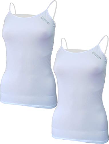 Pack x2ud Camiseta Interior Deportiva Entallada Mujer EKEKO Vinyasa. Camiseta Interior de Tirantes .Lycra. (Blanco, S)