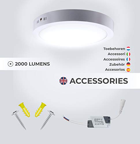 PACK X4, Lamparas de techo, Plafon Led techo, 20W 2000LM diámetro 205 redondo, downlight led techo, Dormitorio, Salon, Pasillos, Baños, Clase eficiencia energetica A++ (6000K-luz blanca fria, Pack x4) PACK X4, Lamparas de techo, Plafon Led techo, 20W 2000LM diámetro 205 redondo, downlight led techo, Dormitorio, Salon, Pasillos, Baños, Clase eficiencia energetica A++ (6000K-luz blanca fria, Pack x4)