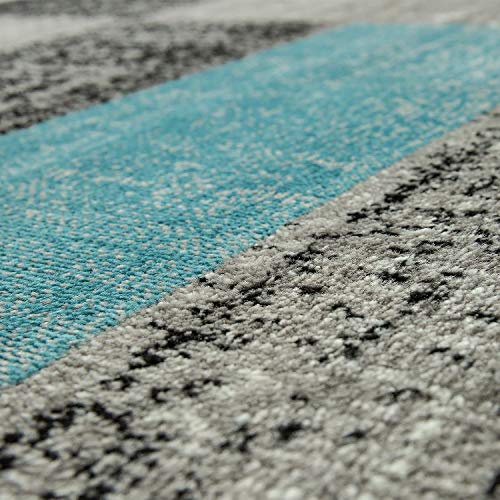 Paco Home Alfombra De Diseño A Cuadros Turquesa Gris, tamaño:160x220 cm Paco Home Alfombra De Diseño A Cuadros Turquesa Gris, tamaño:160x220 cm