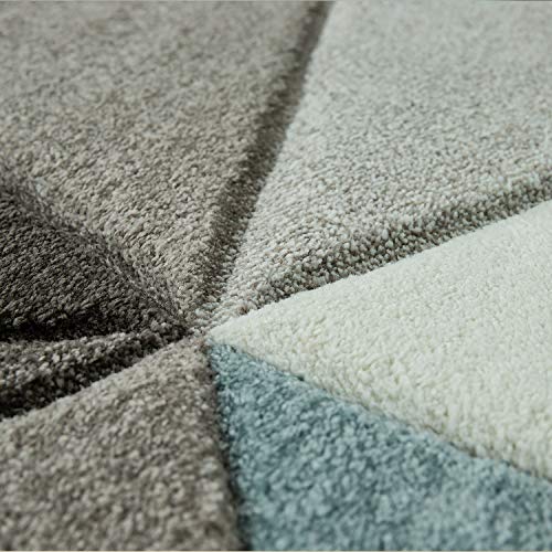 Paco Home Alfombra Efecto 3D Triángulos Turquesa Gris Pastel, tamaño:160x230 cm Paco Home Alfombra Efecto 3D Triángulos Turquesa Gris Pastel, tamaño:160x230 cm
