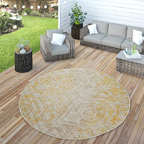 Paco Home Alfombra Interior/Exterior Oriental Amarillo Crema, tamaño:200x280 cm