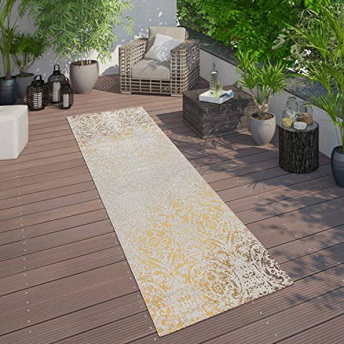 Paco Home Alfombra Interior/Exterior Oriental Amarillo Crema, tamaño:200x280 cm