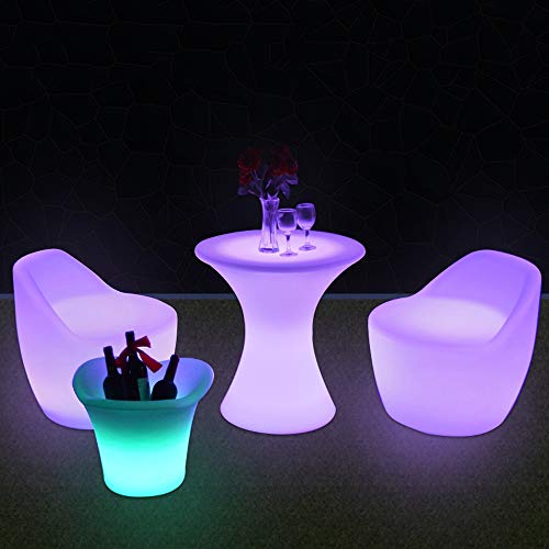 Paddia Silla Taburete de plástico LED Luminoso Muebles de Bar Creativo Exterior Colorido Taburete de Bar Colorido Cubo Luminoso Cubo de plástico Cuadrado Mesa y sillas de Bar Taburete de Bar Creativo