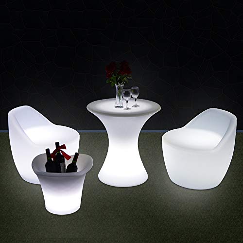 Paddia Silla Taburete de plástico LED Luminoso Muebles de Bar Creativo Exterior Colorido Taburete de Bar Colorido Cubo Luminoso Cubo de plástico Cuadrado Mesa y sillas de Bar Taburete de Bar Creativo