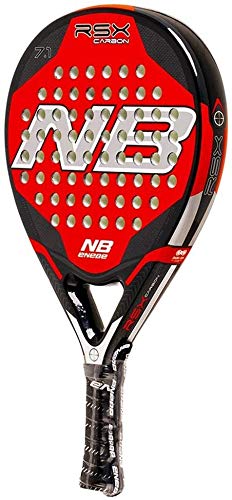 PADEL NUESTRO Pala Enebe RSX Carbon 7.1 + Muñequera + 3 Overgrip Enebe/Mejores Palas y Raquetas Potencia y Control/Raqueta para Hombre y Mujer, Marco en Fibra de Carbono