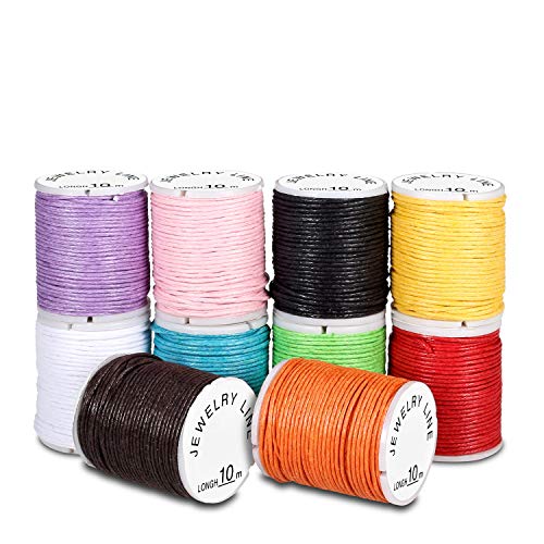 PAMIYO Cordón de Algodón 10 Rollos Hilo Cuerda Encerado Joyería Cordón Cable para DIY Collar Pulsera Abalorios 10m PAMIYO Cordón de Algodón 10 Rollos Hilo Cuerda Encerado Joyería Cordón Cable para DIY Collar Pulsera Abalorios 10m