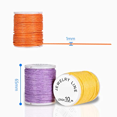 PAMIYO Cordón de Algodón 10 Rollos Hilo Cuerda Encerado Joyería Cordón Cable para DIY Collar Pulsera Abalorios 10m