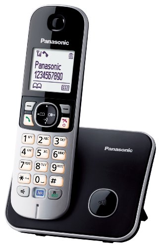 Panasonic KX-TG6811SPB - Teléfono Fijo Inalámbrico (Pantalla LCD de 1.8", Manos Libres, Identificador de Llamadas, Agenda 120 Números, Bloqueo de Llamadas, Modo ECO, Manos Libres) Negro/Plata