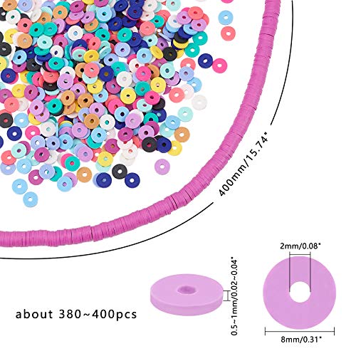 PandaHall Heishi - Cuentas de Arcilla, 5700 Unidades, 15 Colores, 8 mm, Cuentas de Disco de Vinilo, Redondas, Planas, Hechas a Mano, Cuentas de Arcilla polimérica para Pendientes, Gargantilla