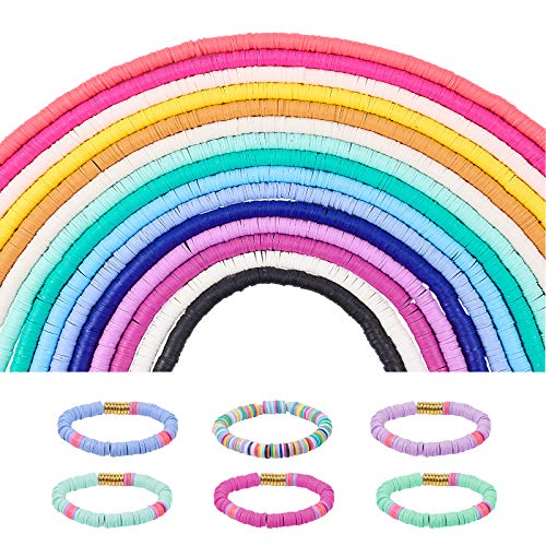 PandaHall Heishi - Cuentas de Arcilla, 5700 Unidades, 15 Colores, 8 mm, Cuentas de Disco de Vinilo, Redondas, Planas, Hechas a Mano, Cuentas de Arcilla polimérica para Pendientes, Gargantilla PandaHall Heishi - Cuentas de Arcilla, 5700 Unidades, 15 Colores, 8 mm, Cuentas de Disco de Vinilo, Redondas, Planas, Hechas a Mano, Cuentas de Arcilla polimérica para Pendientes, Gargantilla