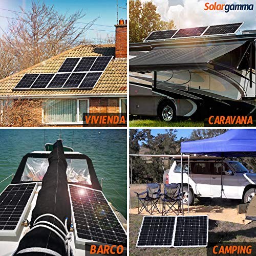 Panel Solar 100W 12V Monocristalino PERC - Panel Solar para Campers, Autocaravanas, Barcos y Montaje en Techos - Placa Solar Autoconsumo - Portátil, Ligero y Resistente