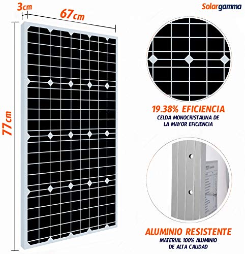 Panel Solar 100W 12V Monocristalino PERC - Panel Solar para Campers, Autocaravanas, Barcos y Montaje en Techos - Placa Solar Autoconsumo - Portátil, Ligero y Resistente