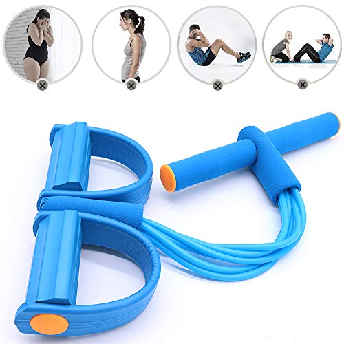 Panngu - Expansor de Pedal de pie de 6 Tubos, versión actualizada 2020, Cuerda de Estiramiento de Fitness, Banda elástica de Resistencia para Abdomen, Brazo, Pierna, Gimnasio, Yoga (Azul)