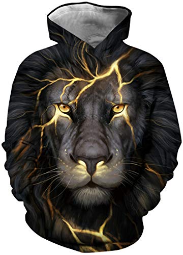 PANOZON Niños Sudadera Deportiva Casual Impresión 3D de Animales Dibujos Animados (L,León luz-23)