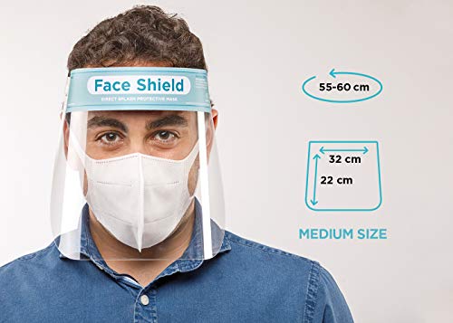 Pantalla Protección Facial Sonaprotec - Protector Facial Antivaho. Talla Niños y Adultos. Visera Protectora para la Cara Face Shield Fabricadas en España - Talla Mediana - Pack 1