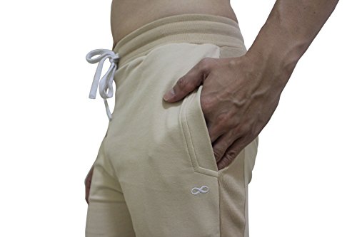 Pantalón corto de yoga para hombre, de YogaAddict. Ideal para cualquier estilo de yoga, pilates o artes marciales, incluso para uso al aire libre, hombre, beige, Medium