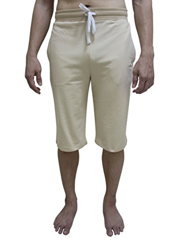 Pantalón corto de yoga para hombre, de YogaAddict. Ideal para cualquier estilo de yoga, pilates o artes marciales, incluso para uso al aire libre, hombre, beige, Medium