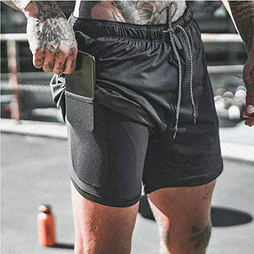 Pantalón Corto para Hombre,Pantalones Cortos Deportivos para Correr 2 en 1 con Compresión Interna y Bolsillo para Hombres (XXL)