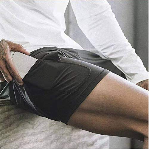 Pantalón Corto para Hombre,Pantalones Cortos Deportivos para Correr 2 en 1 con Compresión Interna y Bolsillo para Hombres (XXL)