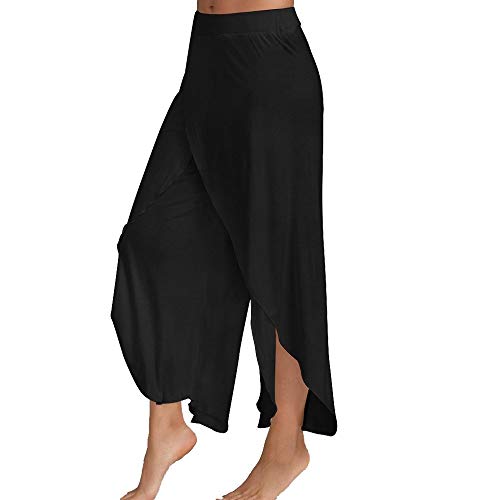 Pantalon Yoga Mujer Abierto Retro Chandal Pantalones Largos Vestir Verano Baggy Hip Hop Danza Wide Leg Pants Leggins Deporte Cintura Alta Moda Casual Pantalon Apertura Lateral de Pilates Pijama Playa