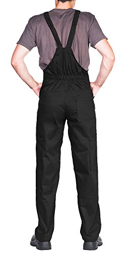 Pantalones con peto de trabajo para hombre, Made in EU, Mono de trabajo, Azur, blanco, rojo, verde, negro (S, Negro)