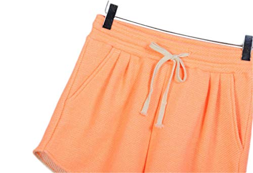 Pantalones Cortos Mujer Verano Aire Deporte Libre Casual Al Fitness Ropa Festiva Correr Pantalón Corto Yoga Taquilla Bermudas con Eslinga Elástica (Color : Naranja, Size : 2XL)