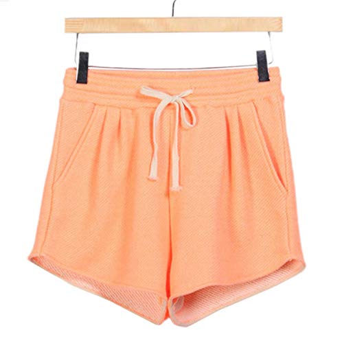 Pantalones Cortos Mujer Verano Aire Deporte Libre Casual Al Fitness Ropa Festiva Correr Pantalón Corto Yoga Taquilla Bermudas con Eslinga Elástica (Color : Naranja, Size : 2XL)