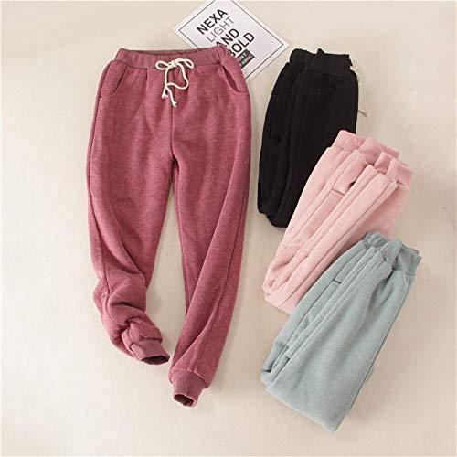 Pantalones de Chándal de Lana de Invierno para Mujer Pantalones de Chándal con Forro de Sherpa Térmicos Activos para Correr con Color Caramelo, Pantalones de Chándal de Felpa Cálidos para Mujer