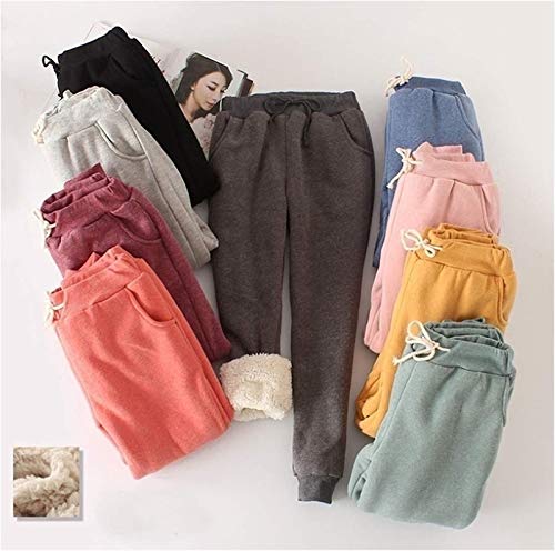 Pantalones de Chándal de Lana de Invierno para Mujer Pantalones de Chándal con Forro de Sherpa Térmicos Activos para Correr con Color Caramelo, Pantalones de Chándal de Felpa Cálidos para Mujer