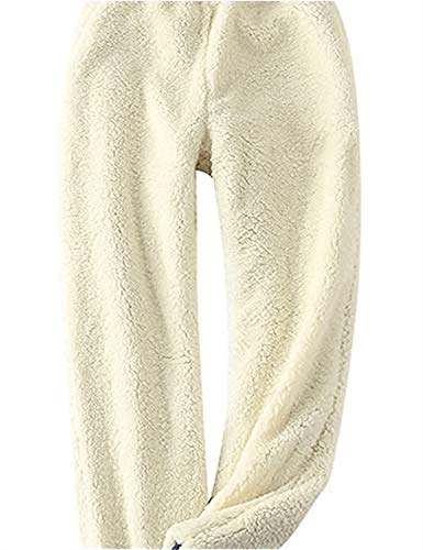 Pantalones de Chándal de Lana de Invierno para Mujer Pantalones de Chándal con Forro de Sherpa Térmicos Activos para Correr con Color Caramelo, Pantalones de Chándal de Felpa Cálidos para Mujer