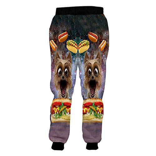 Pantalones de chándal para Hombre Harajuku Impresión 3D Delicious Burger Animal Dog Pantalones Deportivos Otoño Invierno Estilo Sweatpabts Animal Dog Burger XXXL