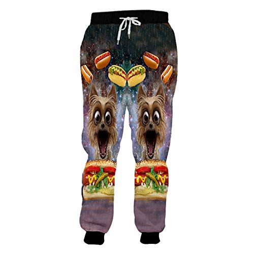 Pantalones de chándal para Hombre Harajuku Impresión 3D Delicious Burger Animal Dog Pantalones Deportivos Otoño Invierno Estilo Sweatpabts Animal Dog Burger XXXL