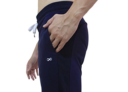 Pantalones largos YogaAddict para hombres, para practicar yoga, pilates, fitness, artes marciales, para dormir o para vestir de forma informal, hombre, color azul marino, tamaño Medium