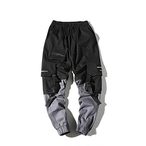 Pantalones Streetwear para Hombre, Cintas Harajuku, Bolsillos múltiples, adornan, Costuras elásticas, Color, Hombre, Casual, Hip Hop, Pantalones Cargo